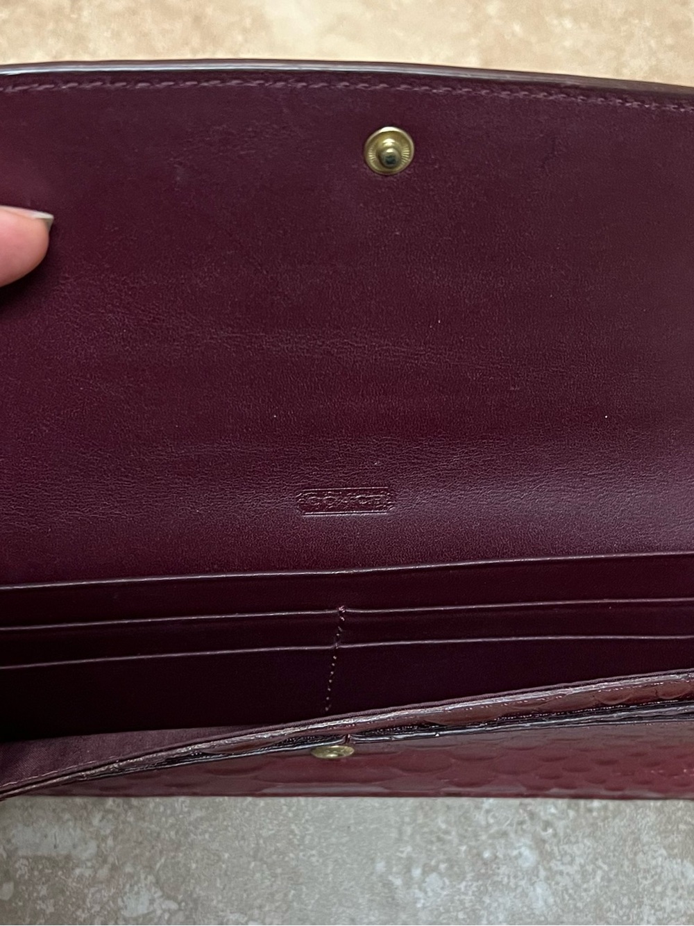 COACH Burgundy Python-Embossed Leather Wallet - Picture 3 of 4